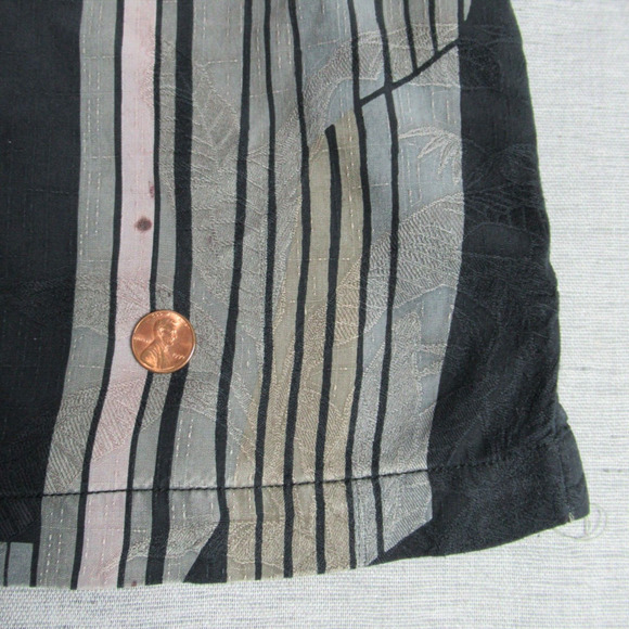 Tommy Bahama Shirt Mens Large Black Geometric Island Zone Hawaiian Beach Ripstop - Picture 5 of 10
